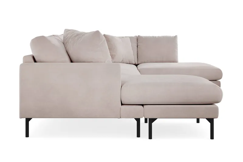 Menard 4-personers Højrevendt U-formet Sofa med Divan og Chaiselong i Fløjl - Beige - Møbler - Sofaer - Velour sofaer