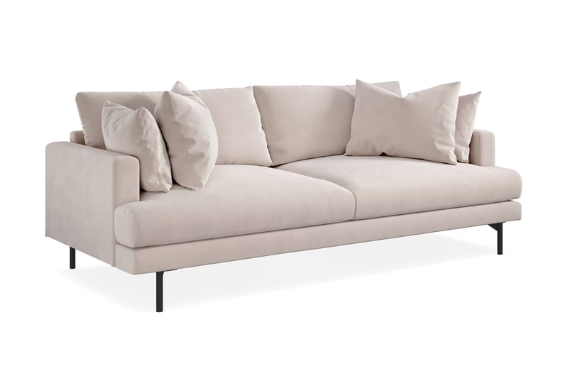 Menard 4-personers Dyb Fløjlssofa - Beige - Møbler - Sofaer - Velour sofaer