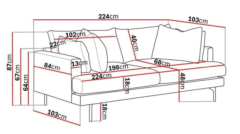 Menard 4-personers Dyb Stofsofa - Beige - Møbler - Sofaer - 4 personers sofa