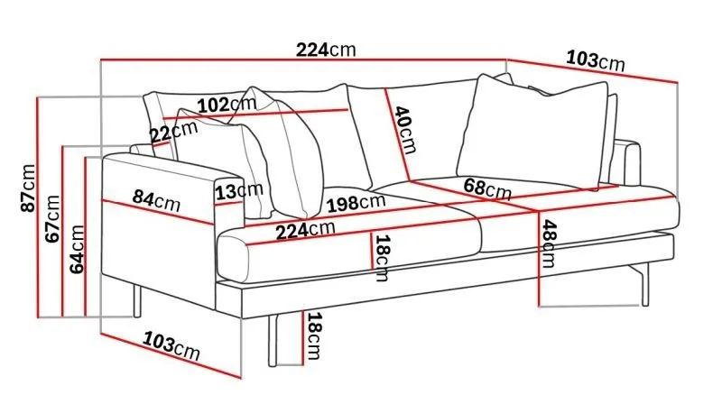 Menard 4-personers Dyb Manchestersofa - Brun - Møbler - Sofaer - 4 personers sofa