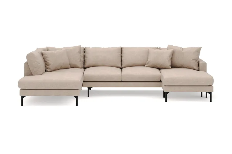 Menard 4-personers Venstrevendt Stor U-formet Dyb Large Sofa med Divan og Chaiselong i Stof - Beige - Møbler - Sofaer - U Sofa