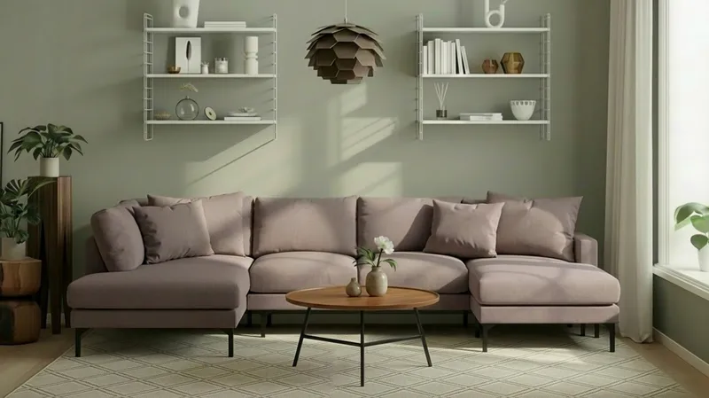 Menard 4-personers Venstrevendt Stor U-formet Dyb Large Sofa med Divan og Chaiselong i Stof - Brun - Møbler - Sofaer - U Sofa