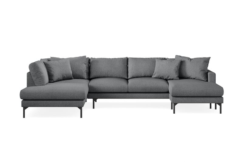 Menard 4-personers Venstrevendt Stor U-formet Dyb Sofa med Divan og Chaiselong i Stof, Mørkegrå