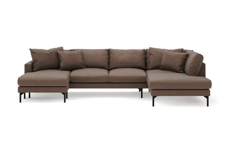 Menard 4-personers Højrevendt U-formet Sofa med Divan og Chaiselong i Stof - Brun - Møbler - Sofaer - U Sofa