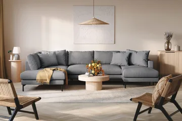 Menard 4-personers Venstrevendt Stor U-formet Dyb Sofa med Divan og Chaiselong i Stof - Mørkegrå - Møbler - Sofaer - U Sofa