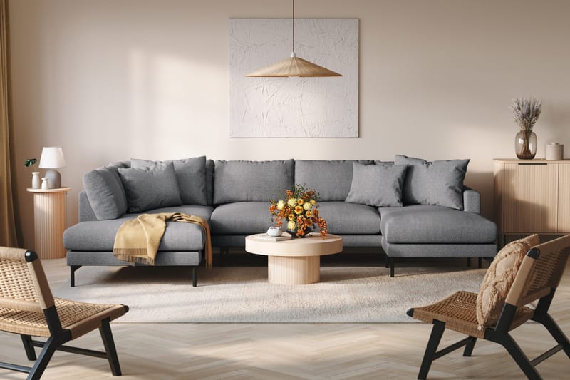 Menard 4-personers Venstrevendt Stor U-formet Dyb Sofa med Divan og Chaiselong i Stof - Mørkegrå - Møbler - Sofaer - U Sofa