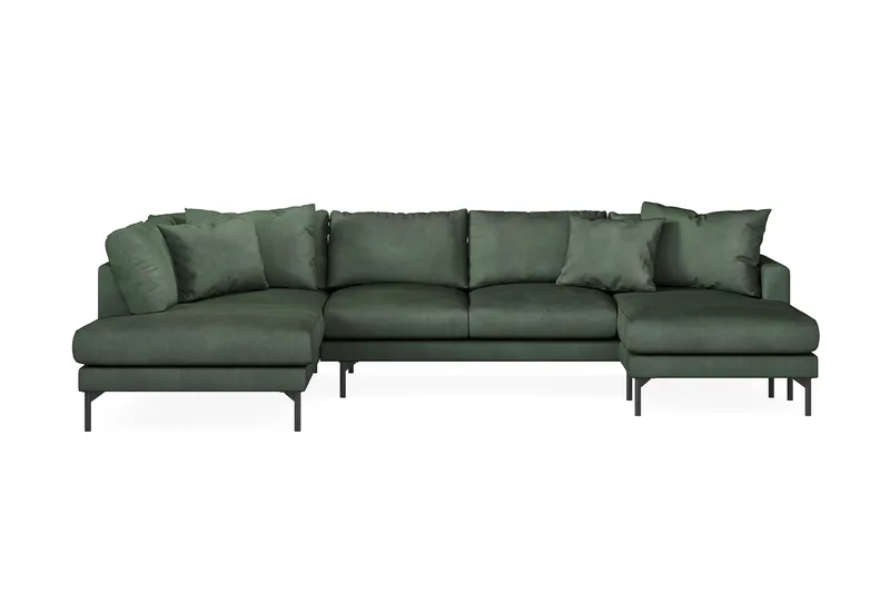 Menard 4-personers Venstrevendt Stor U-formet Dyb Sofa med Divan og Chaiselong i Manchester, Grøn
