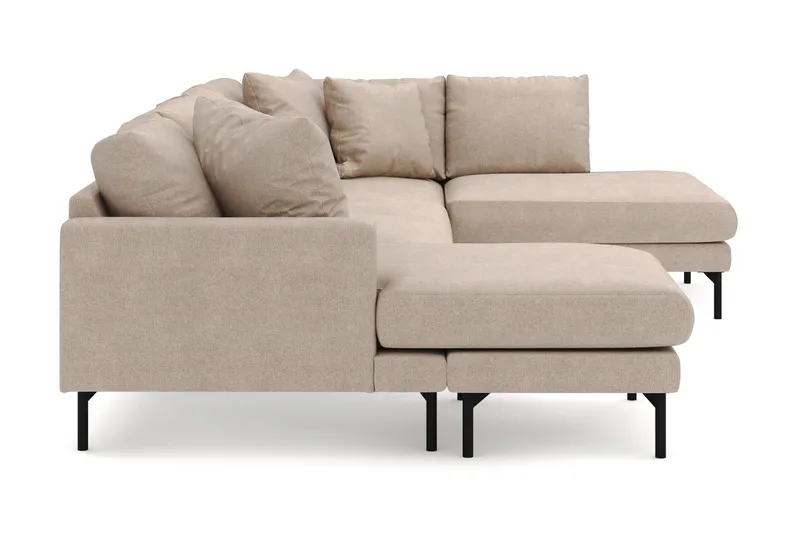 Menard 4-personers Højrevendt Stor U-formet Dyb Sofa med Divan og Chaiselong i Stof - Beige - Møbler - Sofaer - U Sofa