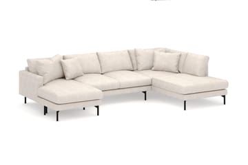 Menard 4-personers Højrevendt Stor U-formet Dyb Sofa med Divan og Chaiselong i Stof - Beige - Møbler - Sofaer - U Sofa