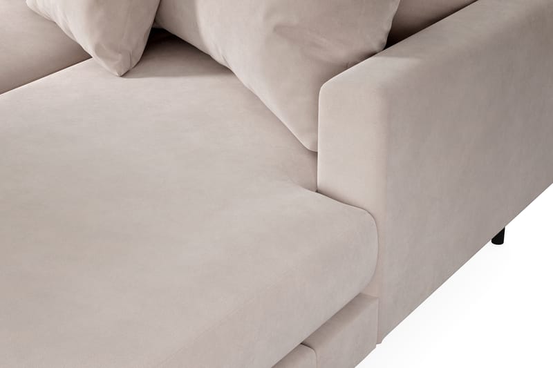 Menard 4-personers Venstrevendt U-formet Large Sofa med Divan og Chaiselong i Fløjl - Beige - Møbler - Sofaer - Velour sofaer