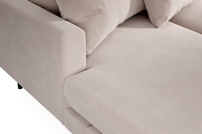 Menard 4-personers Højrevendt U-formet Sofa med Divan og Chaiselong i Fløjl - Beige - Møbler - Sofaer - Velour sofaer