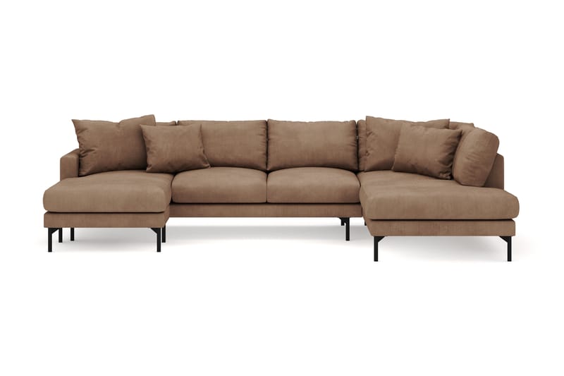 Menard 4-personers Højrevendt U-formet Sofa med Divan og Chaiselong i Manchester - Brun - Møbler - Sofaer - U Sofa