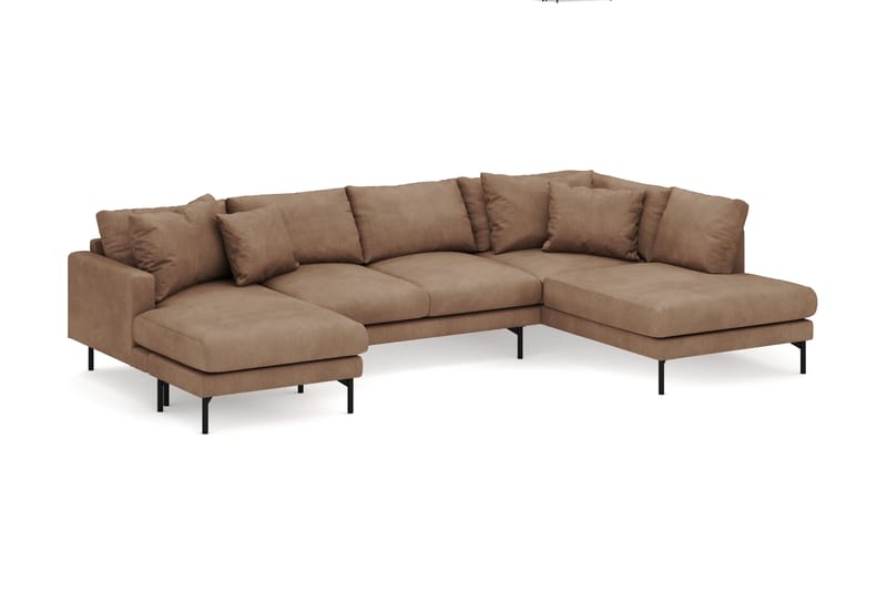 Menard 4-personers Højrevendt U-formet Sofa med Divan og Chaiselong i Manchester - Brun - Møbler - Sofaer - U Sofa