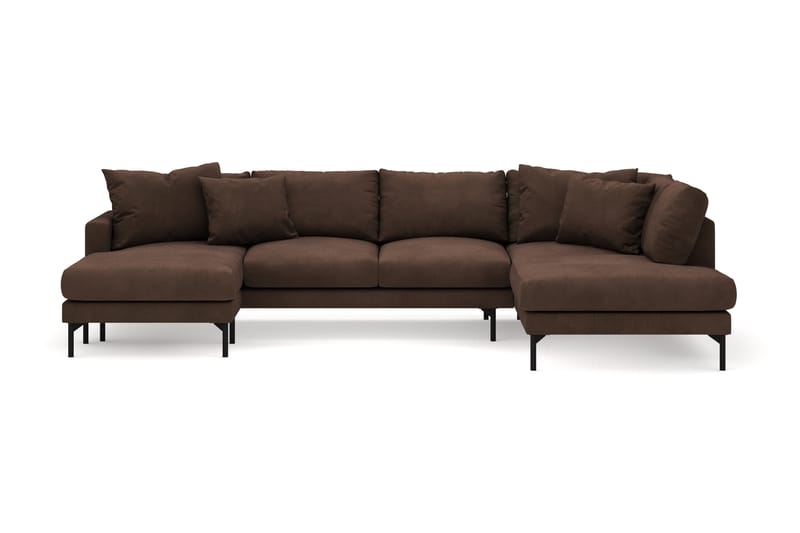Menard 4-personers Højrevendt U-formet Sofa med Divan og Chaiselong i Manchester - Brun - Møbler - Sofaer - U Sofa