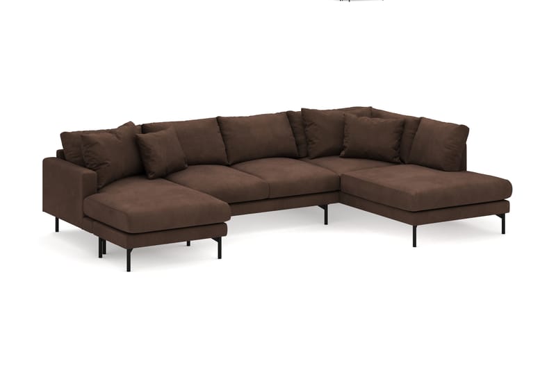 Menard 4-personers Højrevendt U-formet Sofa med Divan og Chaiselong i Manchester - Brun - Møbler - Sofaer - U Sofa