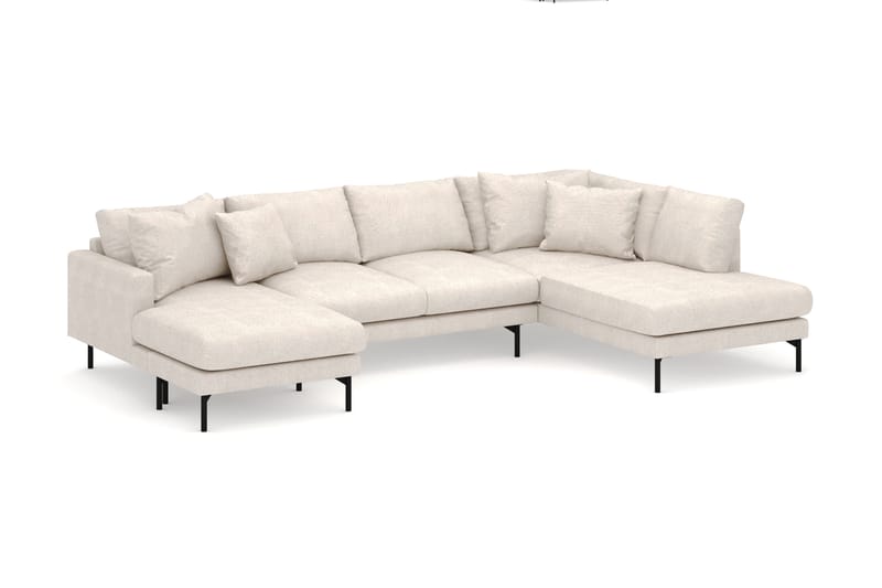 Menard 4-personers Højrevendt U-formet Sofa med Divan og Chaiselong i Stof - Beige - Møbler - Sofaer - U Sofa