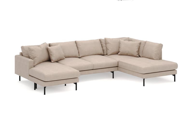 Menard 4-personers Højrevendt U-formet Sofa med Divan og Chaiselong i Stof - Beige - Møbler - Sofaer - U Sofa