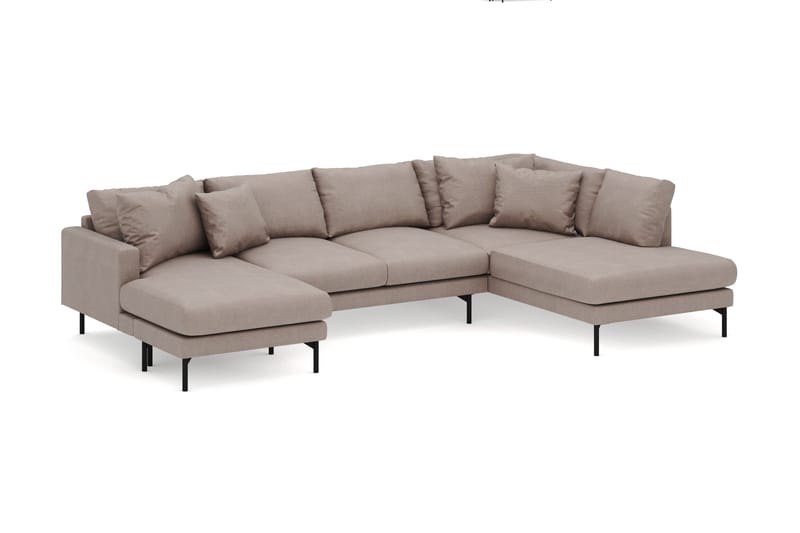 Menard 4-personers Højrevendt U-formet Sofa med Divan og Chaiselong i Stof - Brun - Møbler - Sofaer - U Sofa