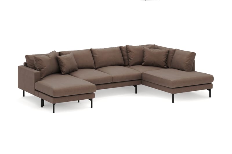 Menard 4-personers Højrevendt U-formet Sofa med Divan og Chaiselong i Stof - Brun - Møbler - Sofaer - U Sofa