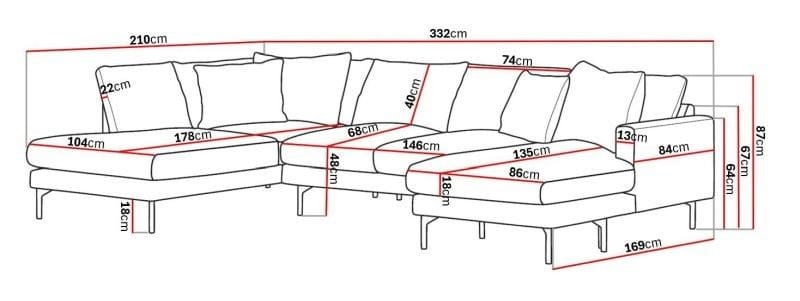 Menard 4-personers Venstrevendt U-formet Large Sofa med Divan og Chaiselong i Stof - Brun - Møbler - Sofaer - U Sofa