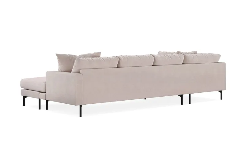 Menard 4-personers Venstrevendt U-formet Large Sofa med Divan og Chaiselong i Fløjl - Beige - Møbler - Sofaer - Velour sofaer