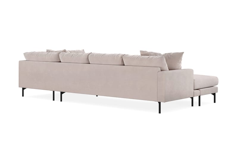 Menard 4-personers Højrevendt Stor U-formet Dyb Sofa med Divan og Chaiselong i Fløjl - Beige - Møbler - Sofaer - Velour sofaer