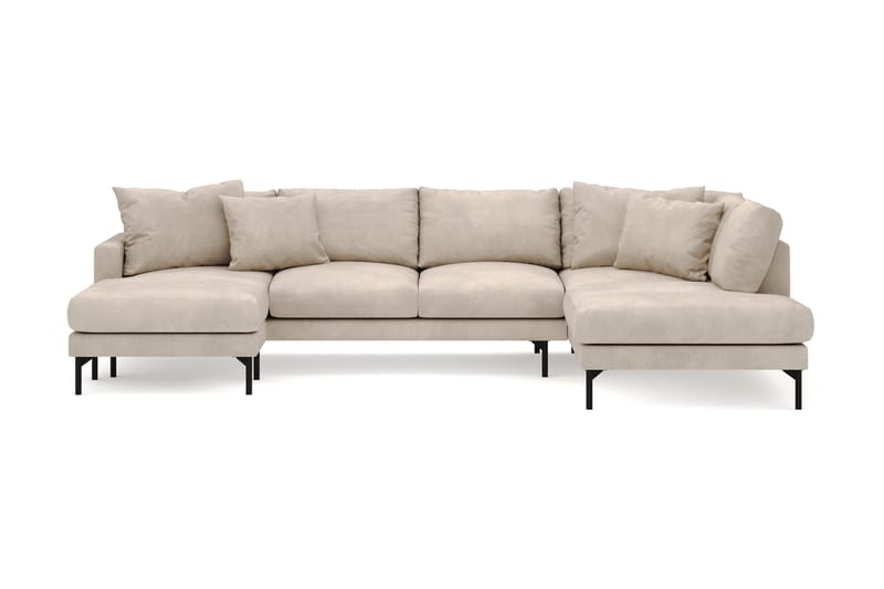 Menard 4-personers Højrevendt Stor U-formet Dyb Sofa med Divan og Chaiselong i Manchester - Greige - Møbler - Sofaer - U Sofa