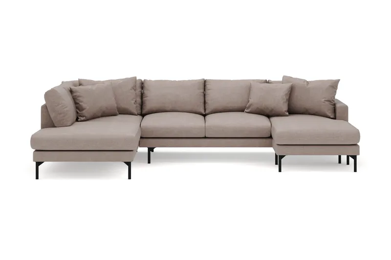 Menard 4-personers Venstrevendt Stor U-formet Dyb Large Sofa med Divan og Chaiselong i Stof, Brun