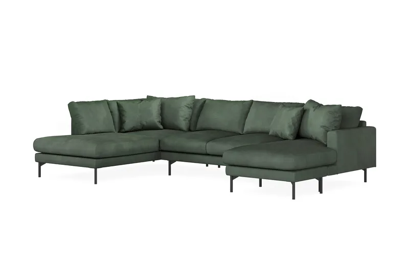 Menard 4-personers Venstrevendt Stor U-formet Dyb Sofa med Divan og Chaiselong i Manchester - Grøn - Møbler - Sofaer - U Sofa