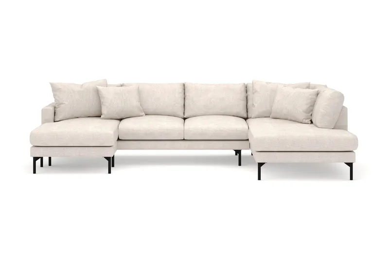 Menard 4-personers Højrevendt Stor U-formet Dyb Sofa med Divan og Chaiselong i Stof - Beige - Møbler - Sofaer - U Sofa
