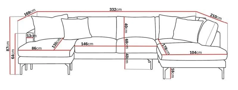 Menard 4-personers Højrevendt Stor U-formet Dyb Sofa med Divan og Chaiselong i Stof - Beige - Møbler - Sofaer - U Sofa