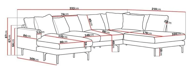 Menard 4-personers Højrevendt U-formet Sofa med Divan og Chaiselong i Manchester - Greige - Møbler - Sofaer - U Sofa