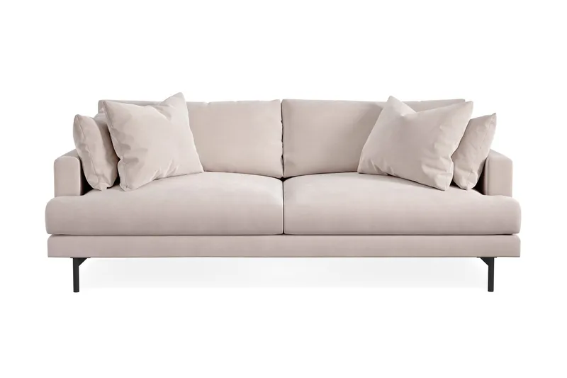Menard 4-personers Dyb Fløjlssofa - Beige - Møbler - Sofaer - Velour sofaer