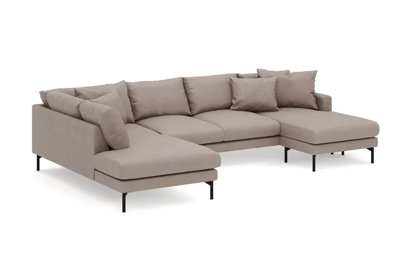 Menard 4-personers Venstrevendt Stor U-formet Dyb Large Sofa med Divan og Chaiselong i Stof - Brun - Møbler - Sofaer - U Sofa