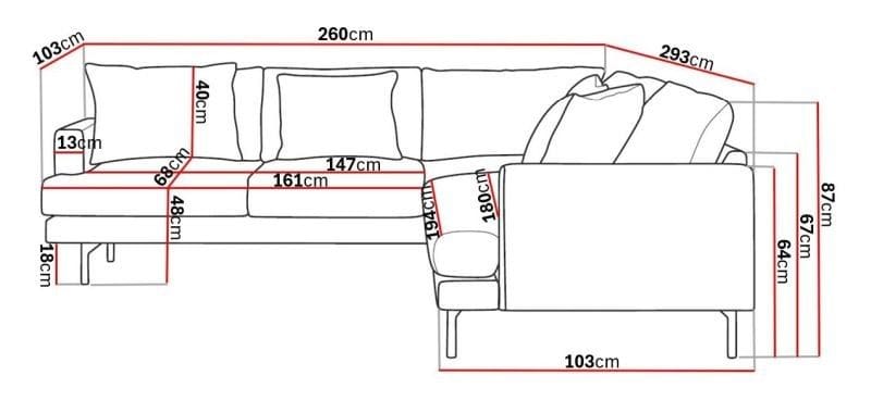 Menard 6-personers Venstrevendt L-formet Hjørnesofa i Stof - Beige - Møbler - Sofaer - Hjørnesofa