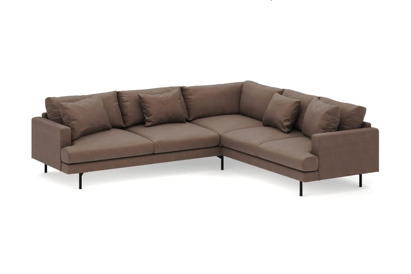 Menard 6-personers Højrevendt L-formet Hjørnesofa i Stof - Brun - Møbler - Sofaer - Hjørnesofa