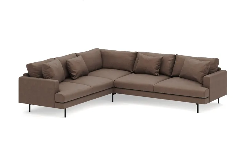 Menard 6-personers Venstrevendt L-formet Hjørnesofa i Stof - Brun - Møbler - Sofaer - Hjørnesofa