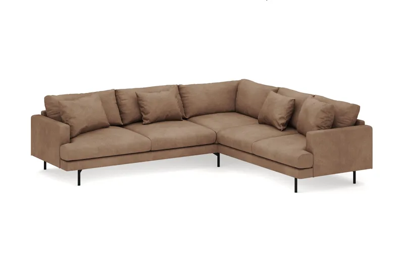 Menard 6-personers Højrevendt L-formet Hjørnesofa i Manchester - Brun - Møbler - Sofaer - Hjørnesofa