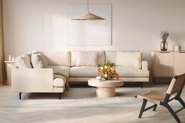 Menard 6-personers Venstrevendt L-formet Hjørnesofa i Manchester - Beige - Møbler - Sofaer - Hjørnesofa