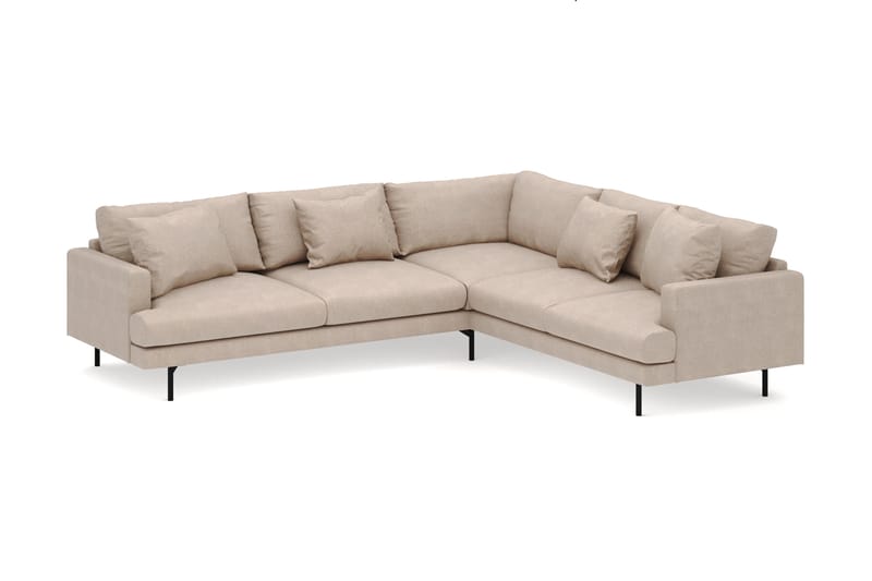 Menard 6-personers Højrevendt L-formet Hjørnesofa i Stof - Beige - Møbler - Sofaer - Hjørnesofa