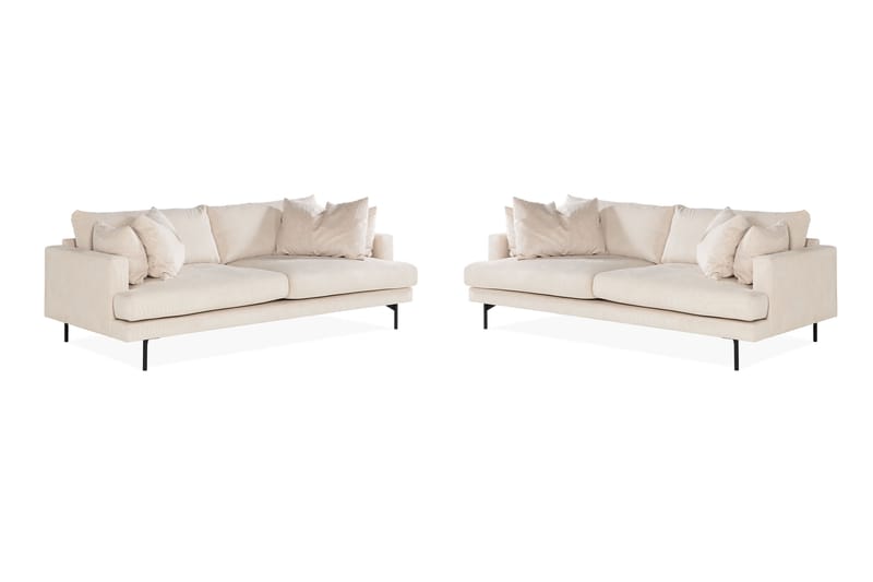 Menard Sofagruppe 3-personers + 3-personers Manchestersofa - Beige - Møbler - Sofaer - Sofagrupper