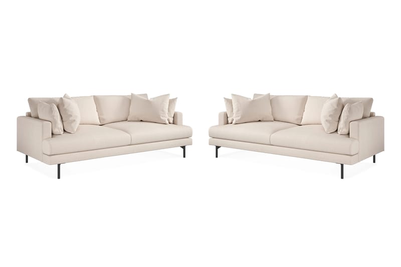 Menard Sofagruppe 3-personers + 3-personers Dyb Stofsofa 225 cm bred - Beige - Møbler - Sofaer - Sofagrupper