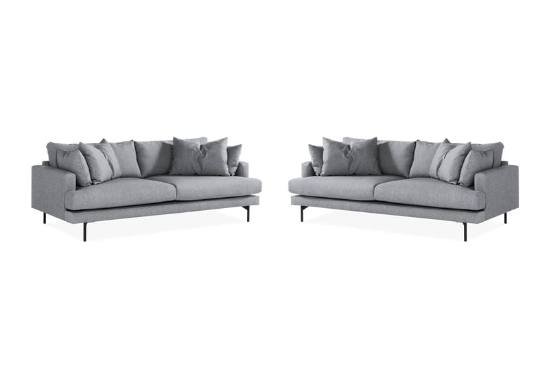 Menard Sofagruppe 3-personers + 3-personers Stofsofa - Grå - Møbler - Sofaer - Sofagrupper