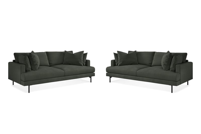 Menard Sofagruppe 3-personers + 3-personers Manchestersofa - Mørkegrøn - Møbler - Sofaer - Sofagrupper