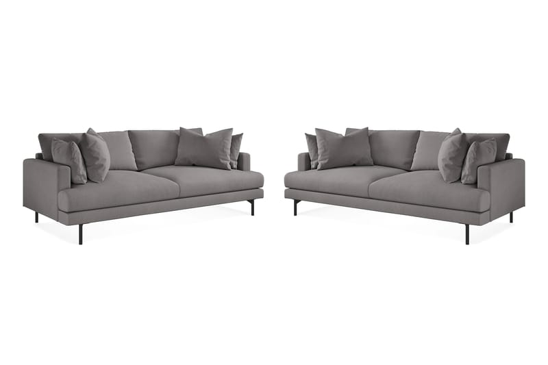 Menard Sofagruppe 3-personers + 3-personers Stofsofa - Mørkegrå - Møbler - Sofaer - Sofagrupper