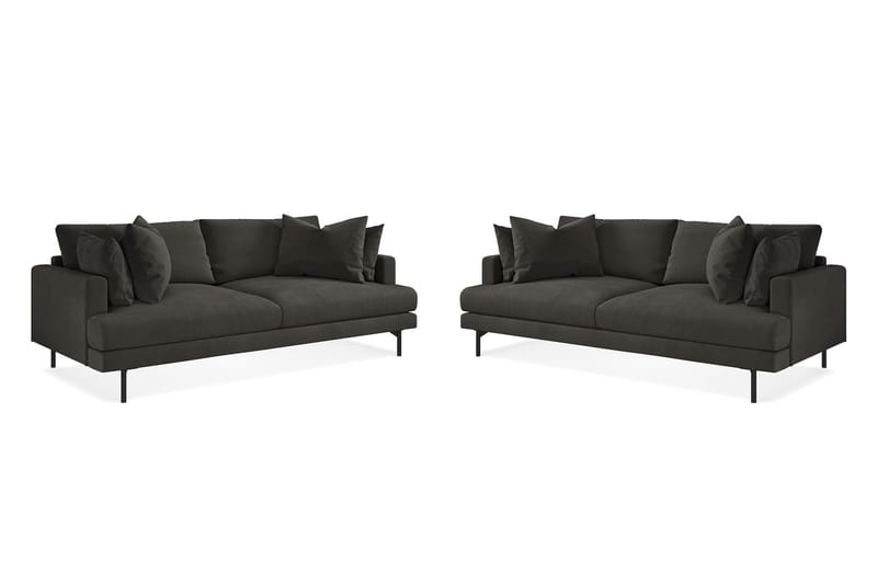 Menard Sofagruppe 3-personers + 3-personers Manchestersofa - Mørkegrå - Møbler - Sofaer - Sofagrupper