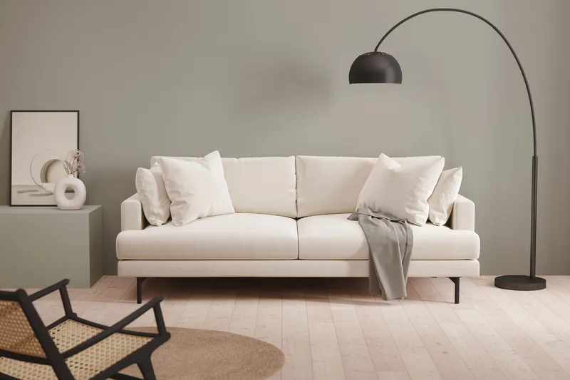 Menard Sofagruppe 4-personers + 4-personers Dyb Fløjlssofa 225 cm bred - Cremehvid - Møbler - Sofaer - Sofagrupper