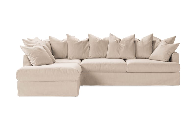 Menard Sofagruppe 4-personers Venstrevendt L-formet Chaiselongsofa + Lænestol i Stof - Beige - Møbler - Sofaer - Sofa med chaiselong