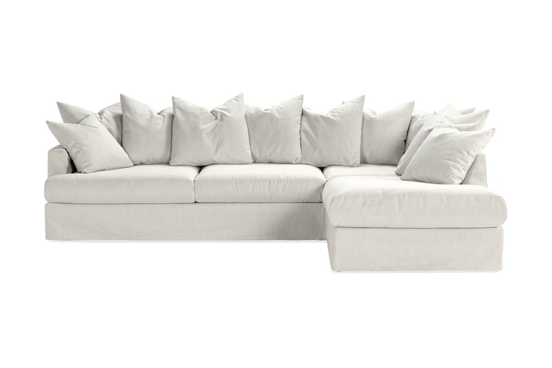 Menard Sofagruppe 4-personers Højrevendt L-formet Chaiselongsofa + Lænestol i Stof - Lysegrå - Møbler - Sofaer - Sofa med chaiselong