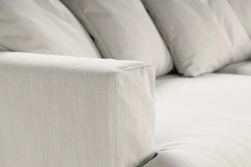 Menard Sofagruppe 4-personers Højrevendt L-formet Chaiselongsofa + Lænestol i Stof - Lysegrå - Møbler - Sofaer - Sofagrupper